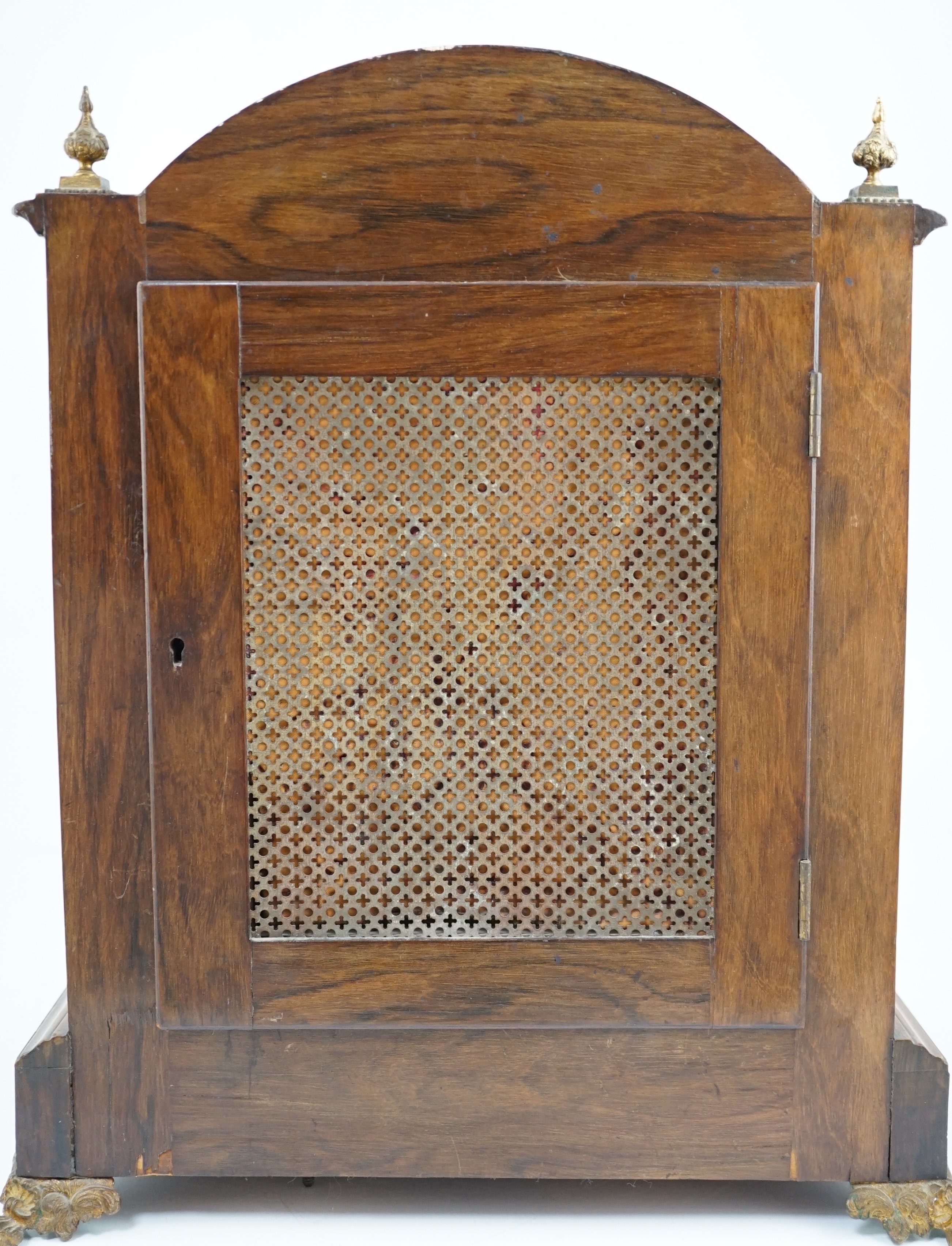 A late Victorian marquetry inlaid rosewood chiming bracket clock